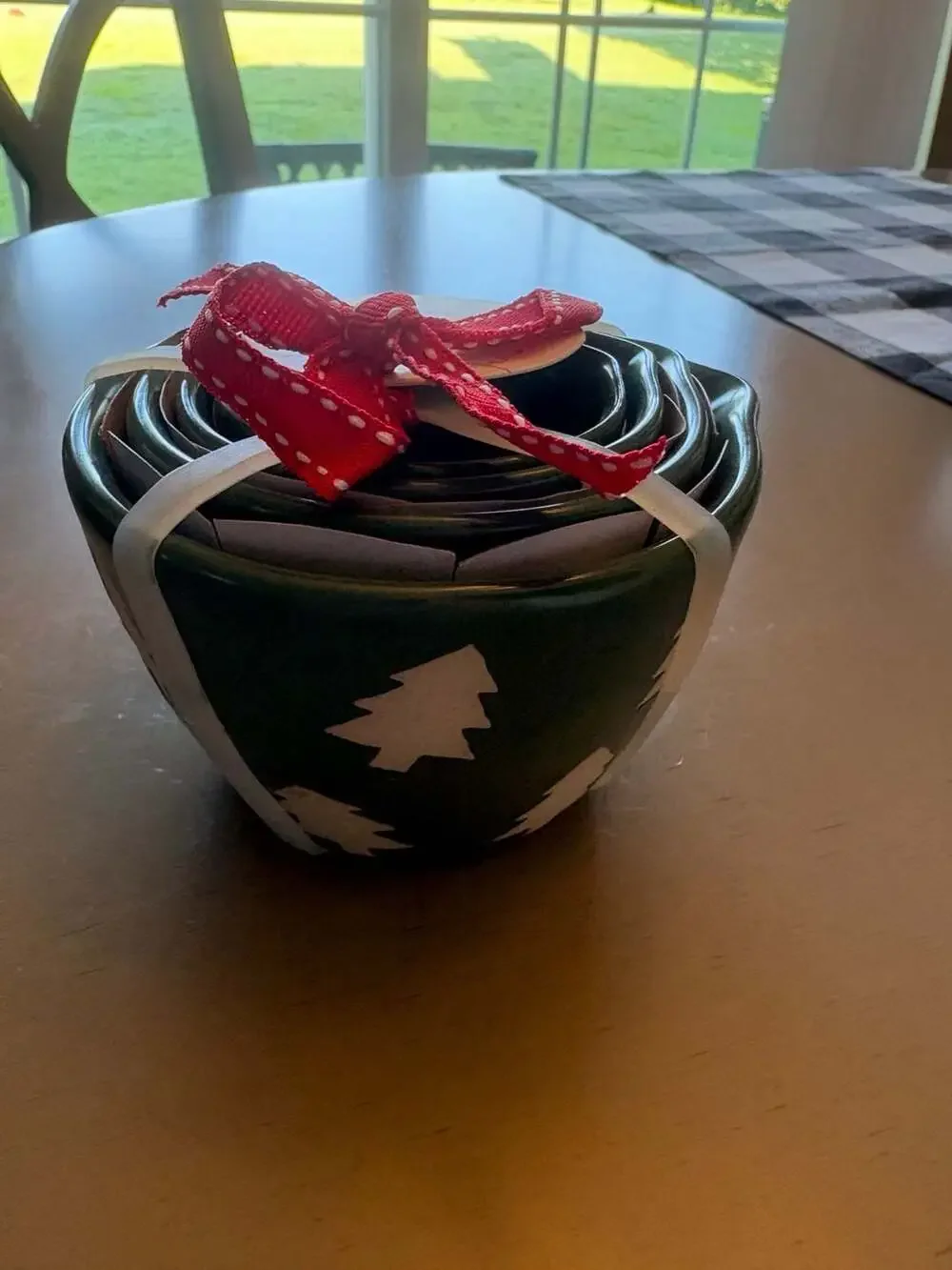 Rae Dunn Green Ceramic Christmas Tree Measuring Cups Set of 4